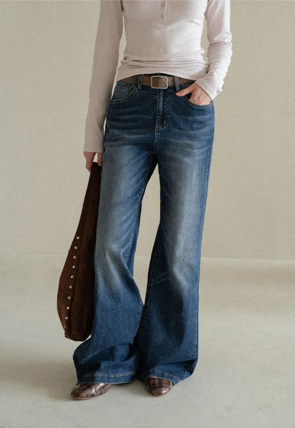 Flared Cut High Waist Denim Jeans