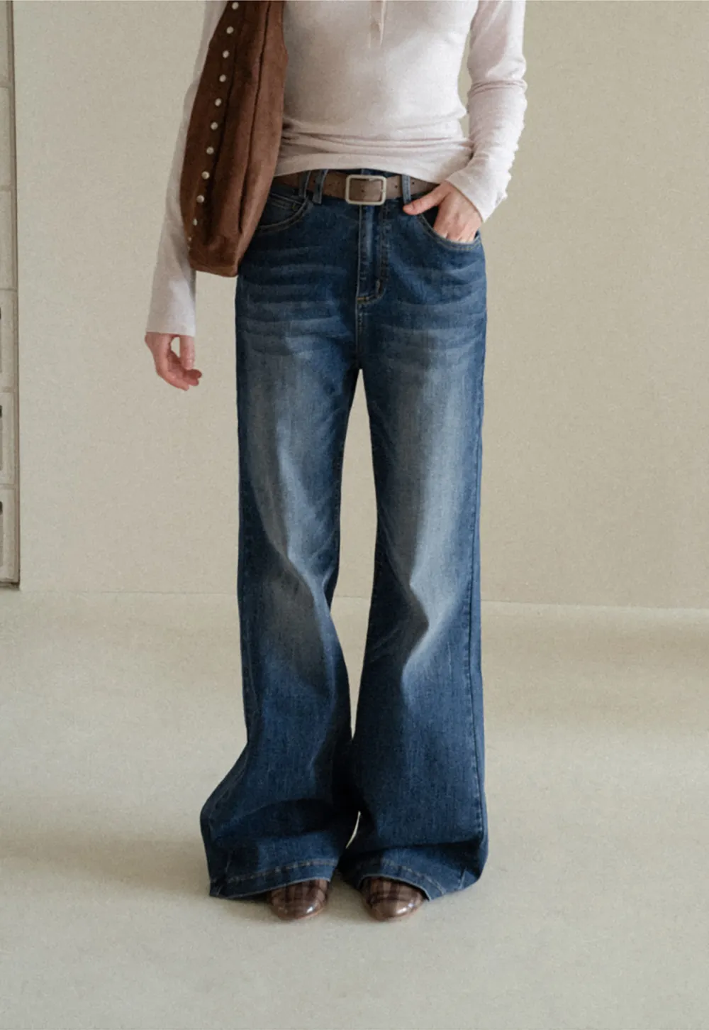 Flared Cut High Waist Denim Jeans