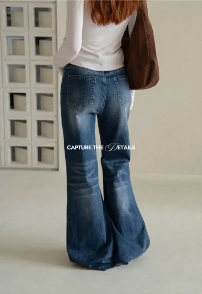 Flared Cut High Waist Denim Jeans