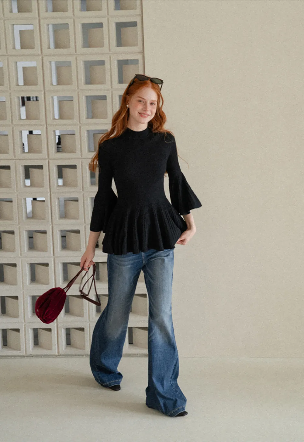 Flared Cut High Waist Denim Jeans