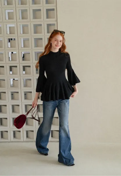 Flared Cut High Waist Denim Jeans