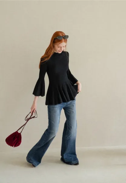 Flared Cut High Waist Denim Jeans