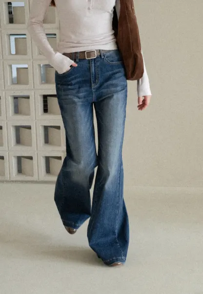Flared Cut High Waist Denim Jeans