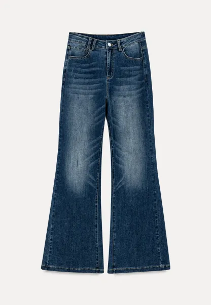 Flared Cut High Waist Denim Jeans