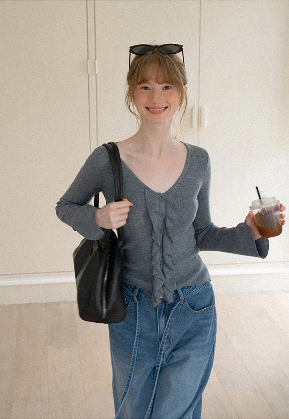 High Waist Wide Leg Drawstring Jeans
