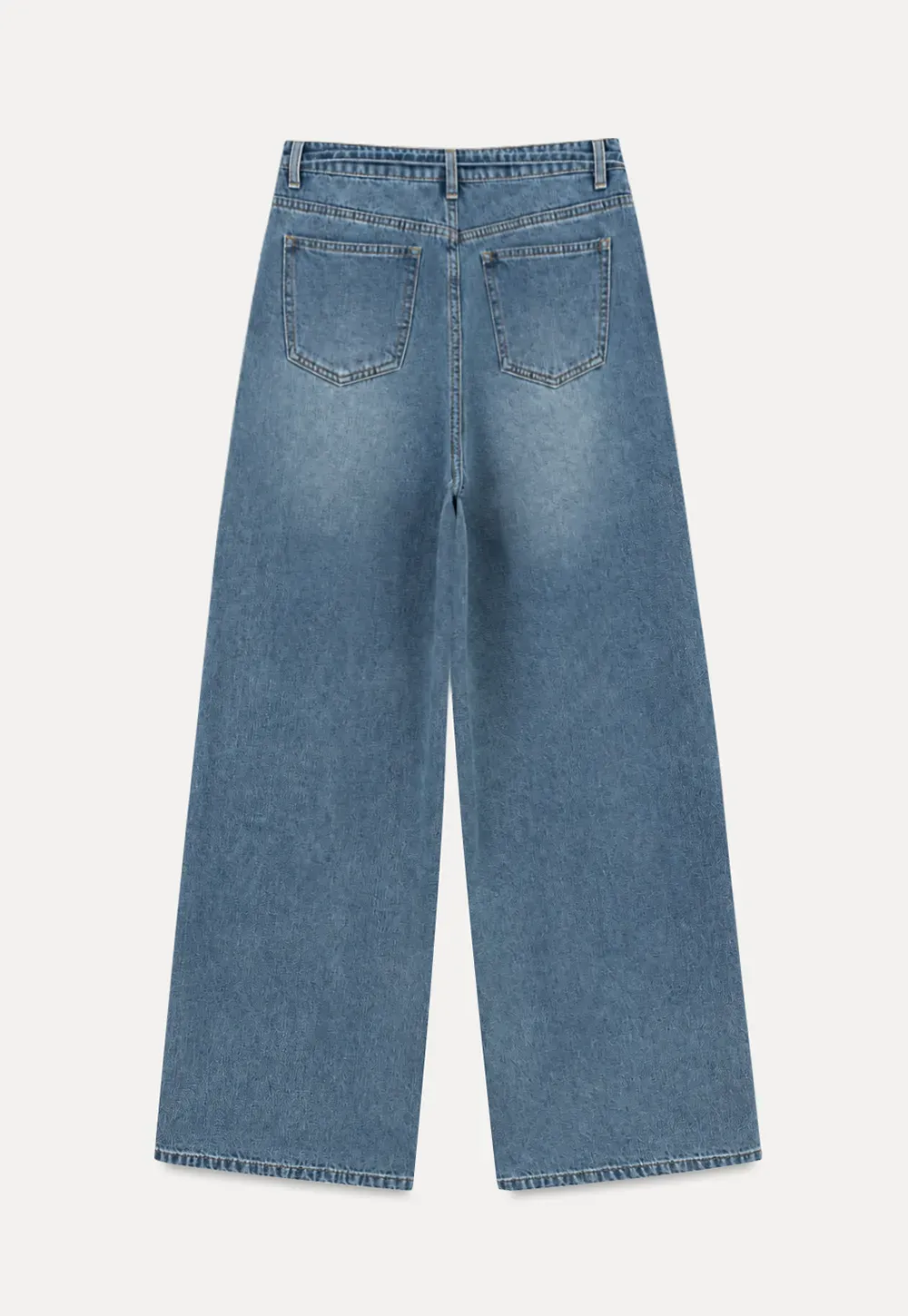 High Waist Wide Leg Drawstring Jeans