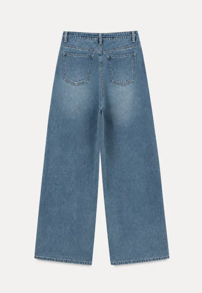 High Waist Wide Leg Drawstring Jeans