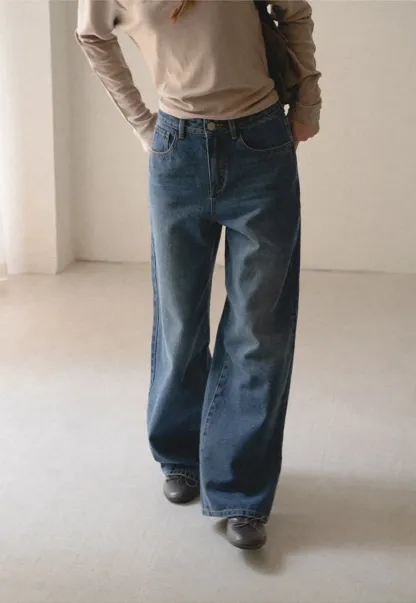 Wide Leg High Waist Denim Jeans