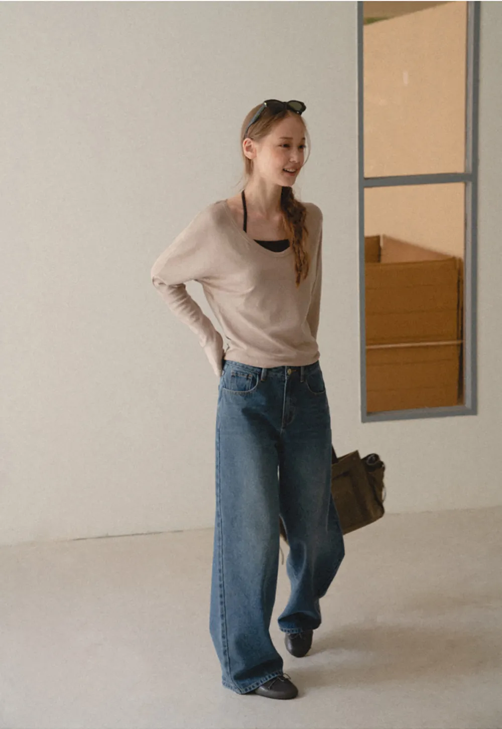 Wide Leg High Waist Denim Jeans
