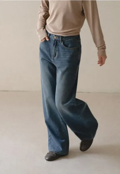 Wide Leg High Waist Denim Jeans