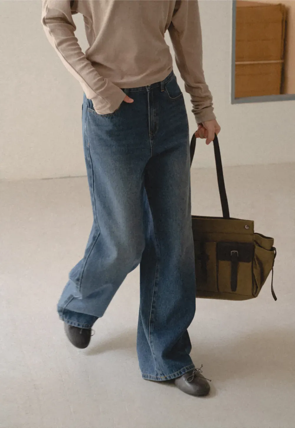 Wide Leg High Waist Denim Jeans