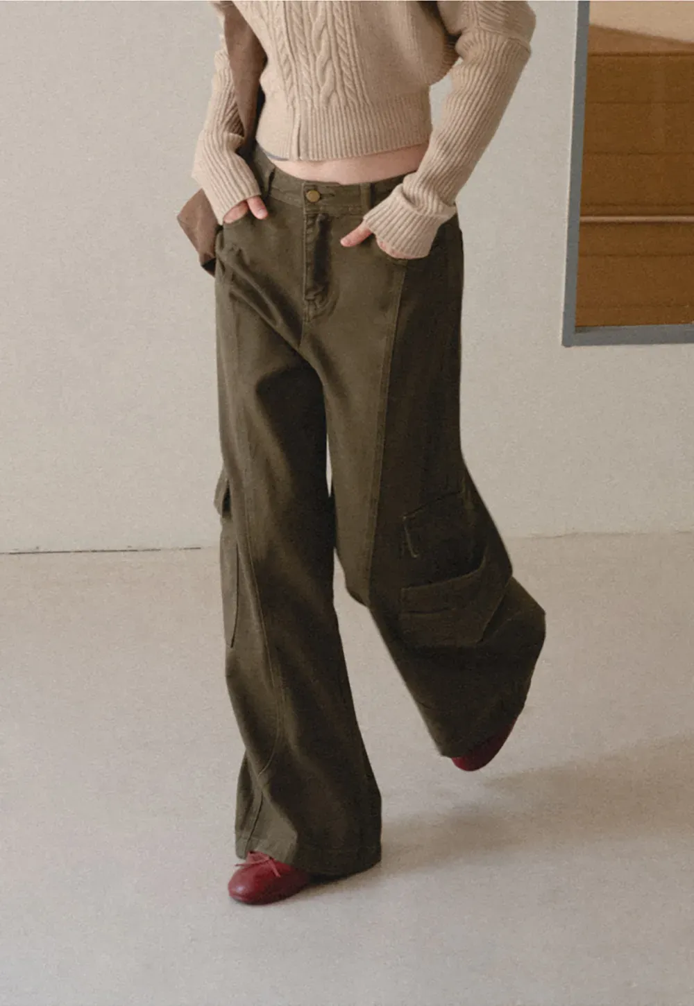 Cargo Pocket Wide Leg Denim Pant