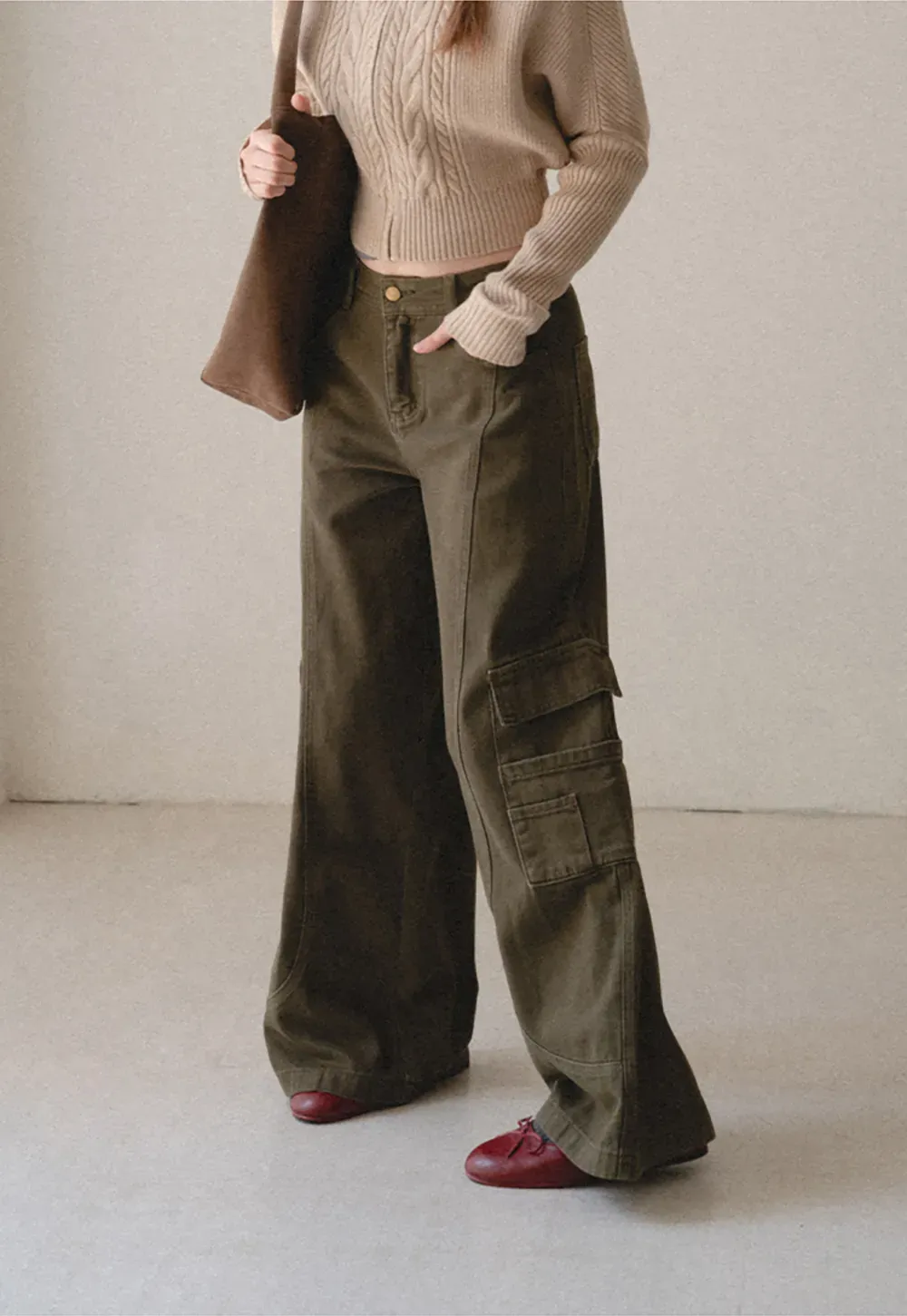 Cargo Pocket Wide Leg Denim Pant