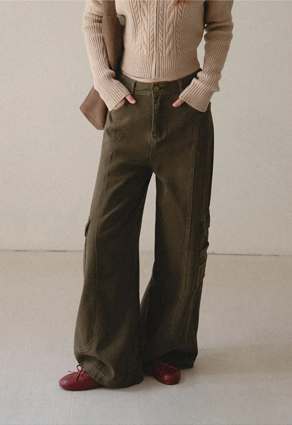 Cargo Pocket Wide Leg Denim Pant