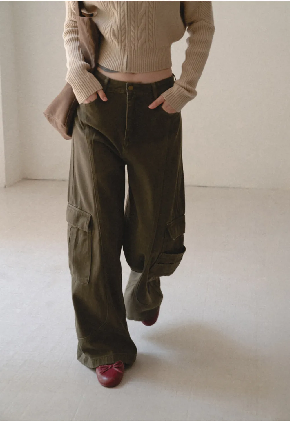 Cargo Pocket Wide Leg Denim Pant