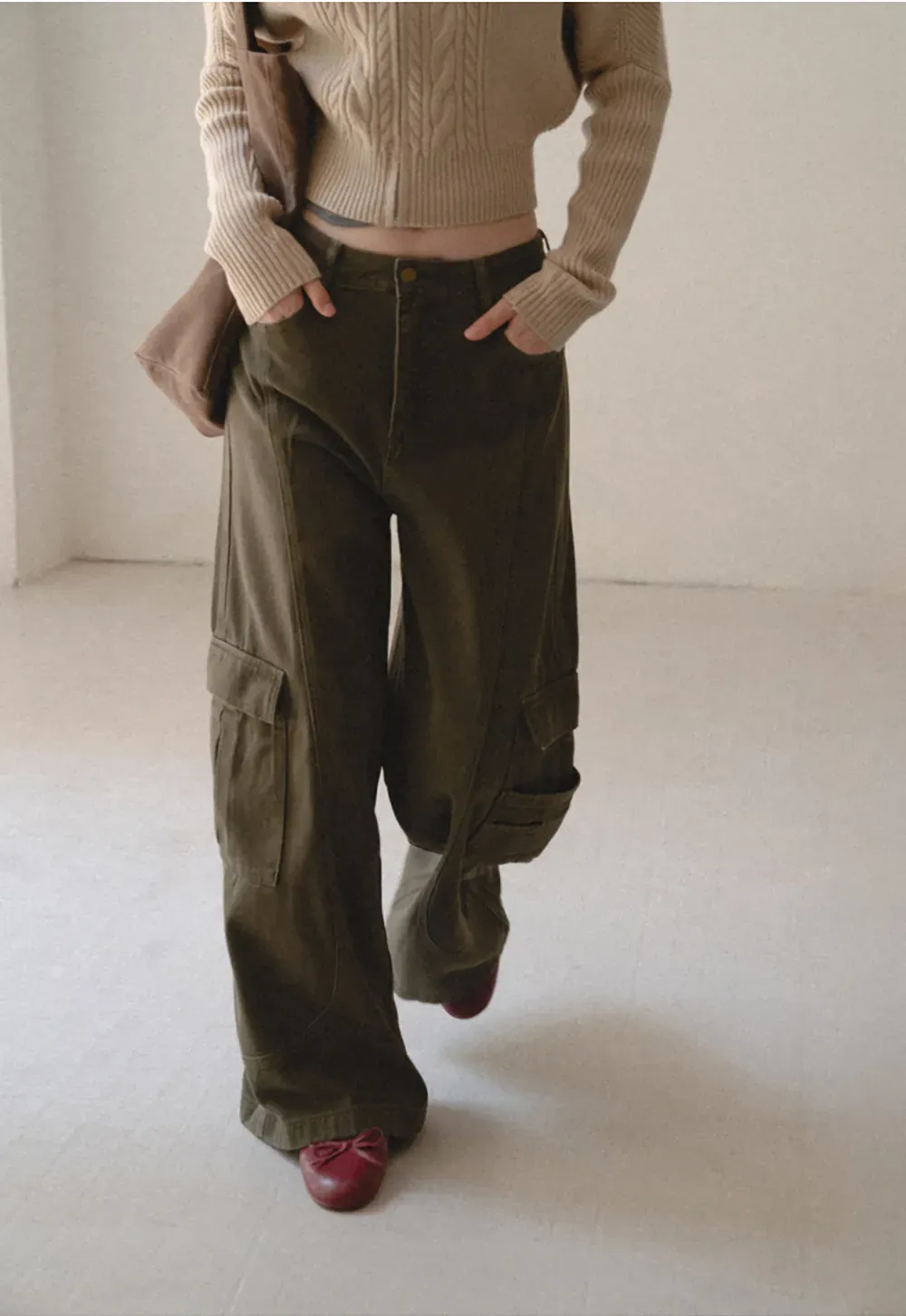 Cargo Pocket Wide Leg Denim Pant