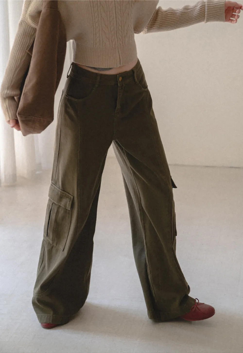 Cargo Pocket Wide Leg Denim Pant
