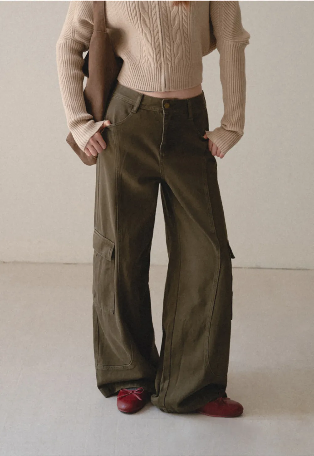 Cargo Pocket Wide Leg Denim Pant