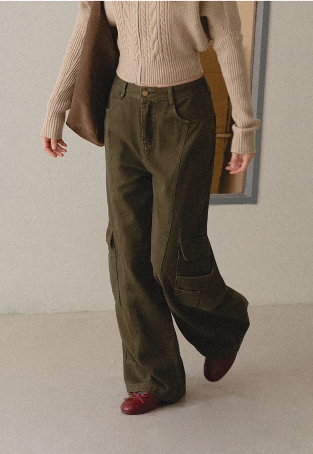 Cargo Pocket Wide Leg Denim Pant