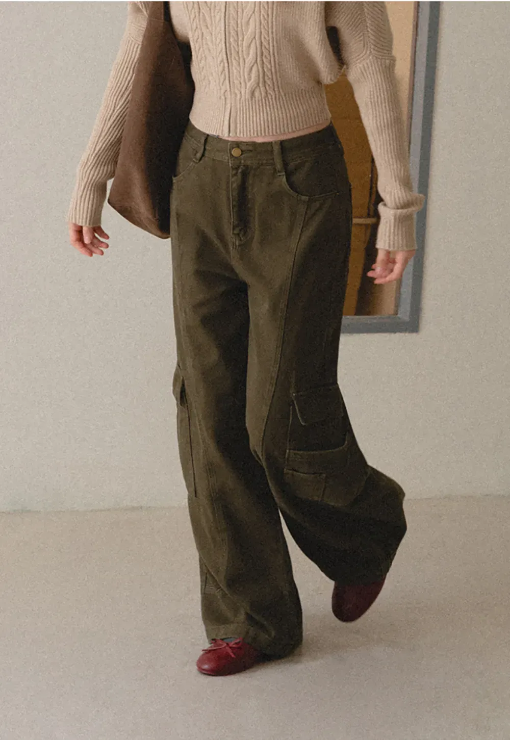 Cargo Pocket Wide Leg Denim Pant