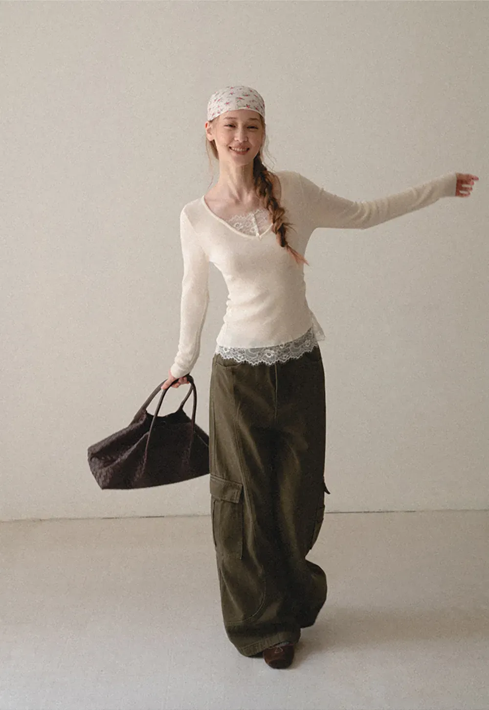 Cargo Pocket Wide Leg Denim Pant