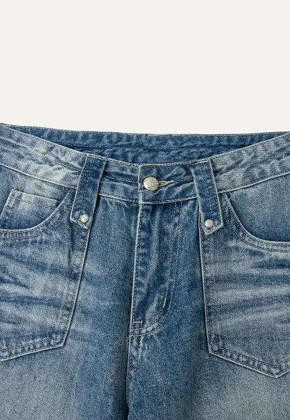 Wide Leg Flared Denim Jeans