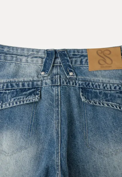 Wide Leg Flared Denim Jeans