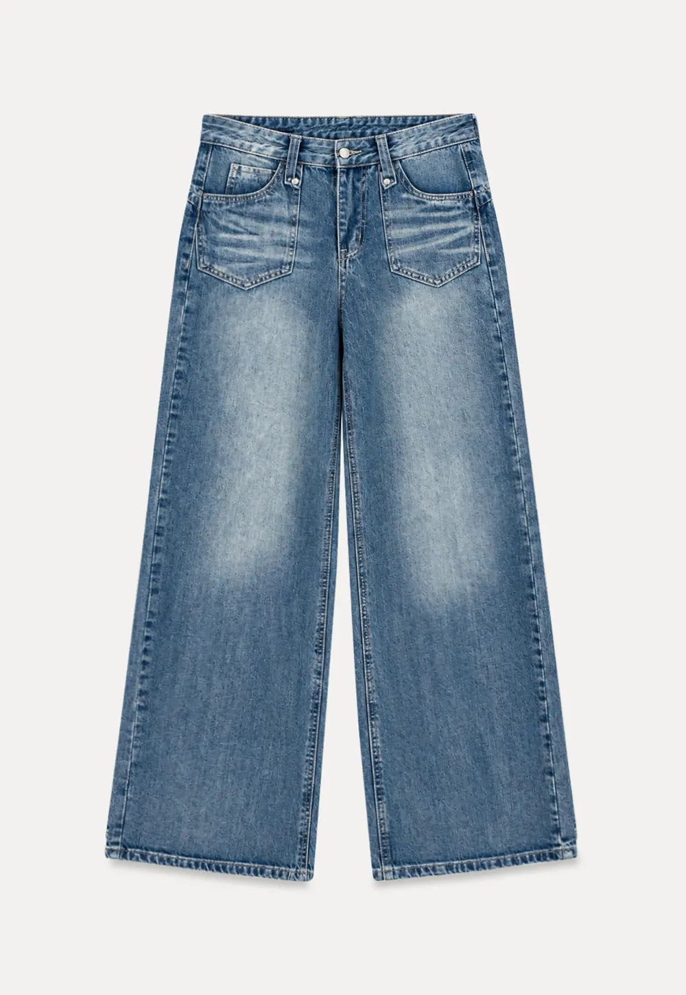 Wide Leg Flared Denim Jeans