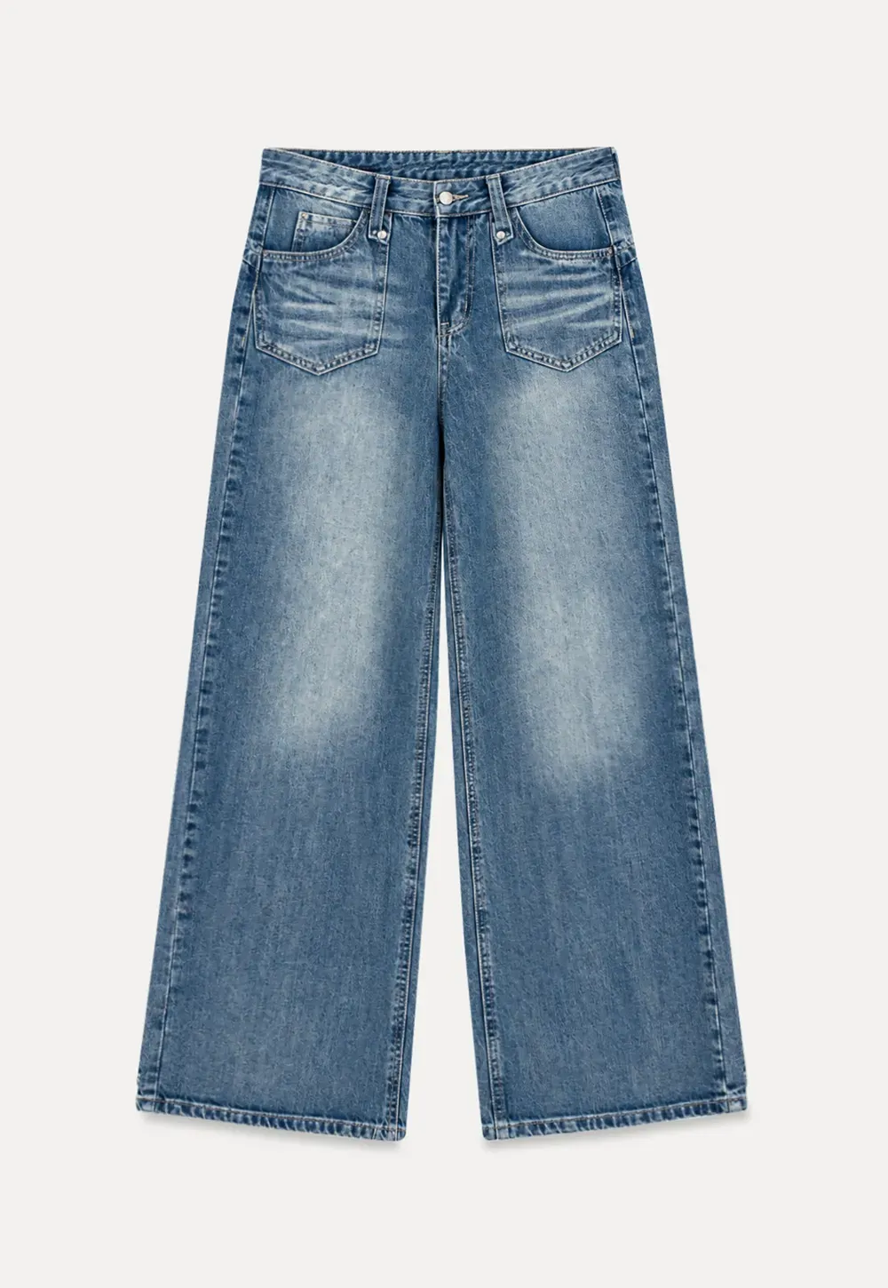 Wide Leg Flared Denim Jeans