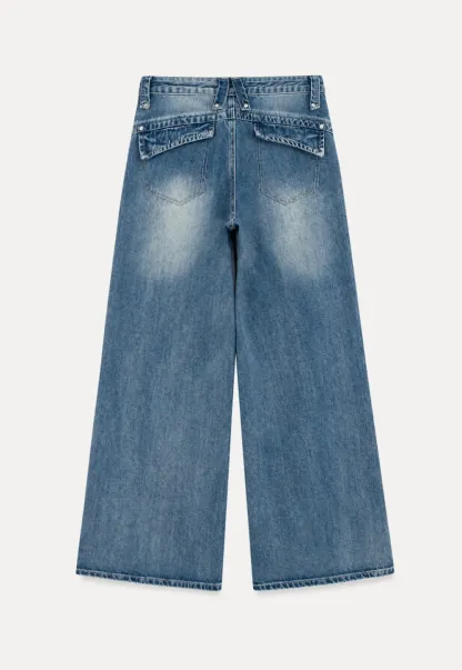 Wide Leg Flared Denim Jeans