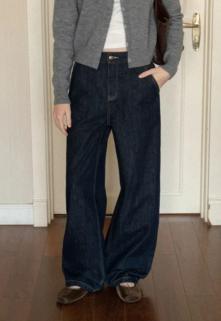 High Waist Wide Leg Denim Jeans