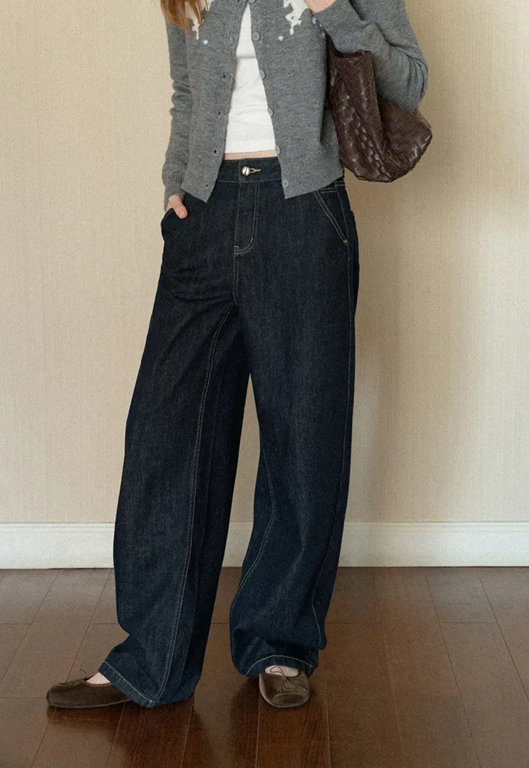 High Waist Wide Leg Denim Jeans