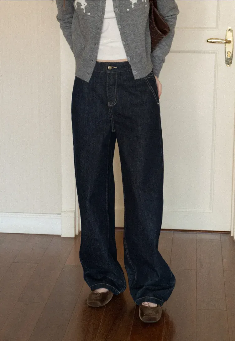 High Waist Wide Leg Denim Jeans