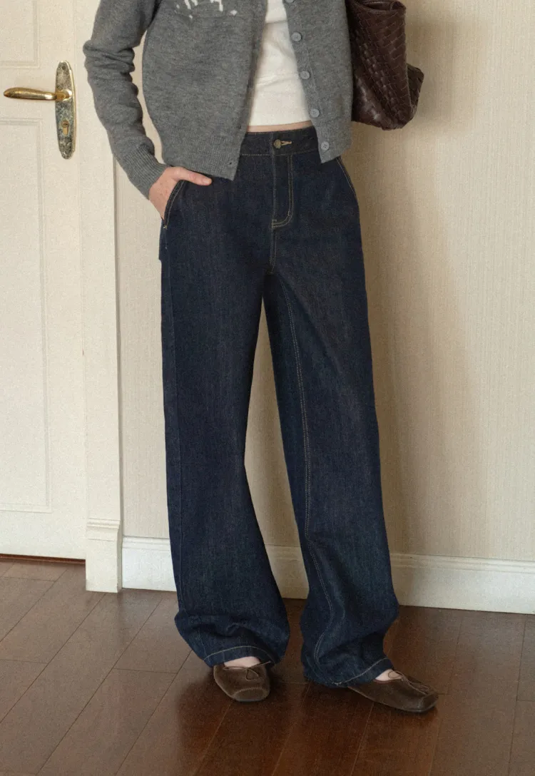 High Waist Wide Leg Denim Jeans