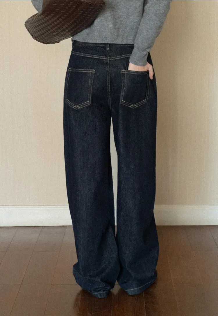 High Waist Wide Leg Denim Jeans
