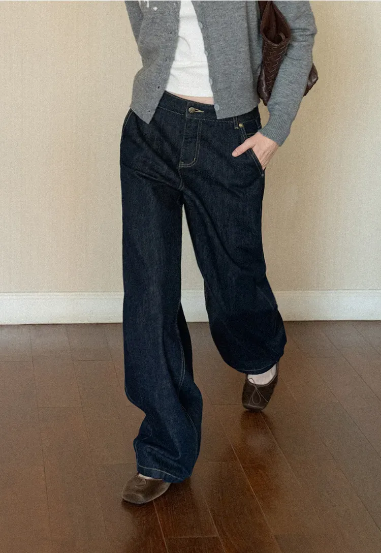 High Waist Wide Leg Denim Jeans