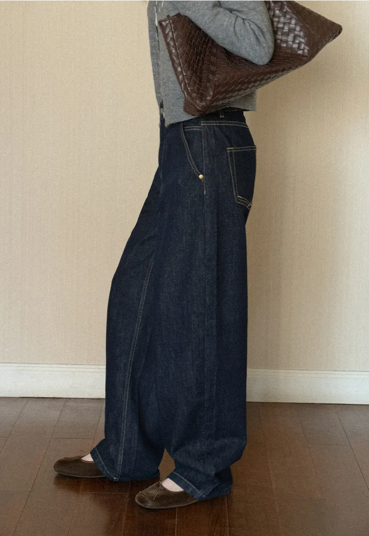 High Waist Wide Leg Denim Jeans