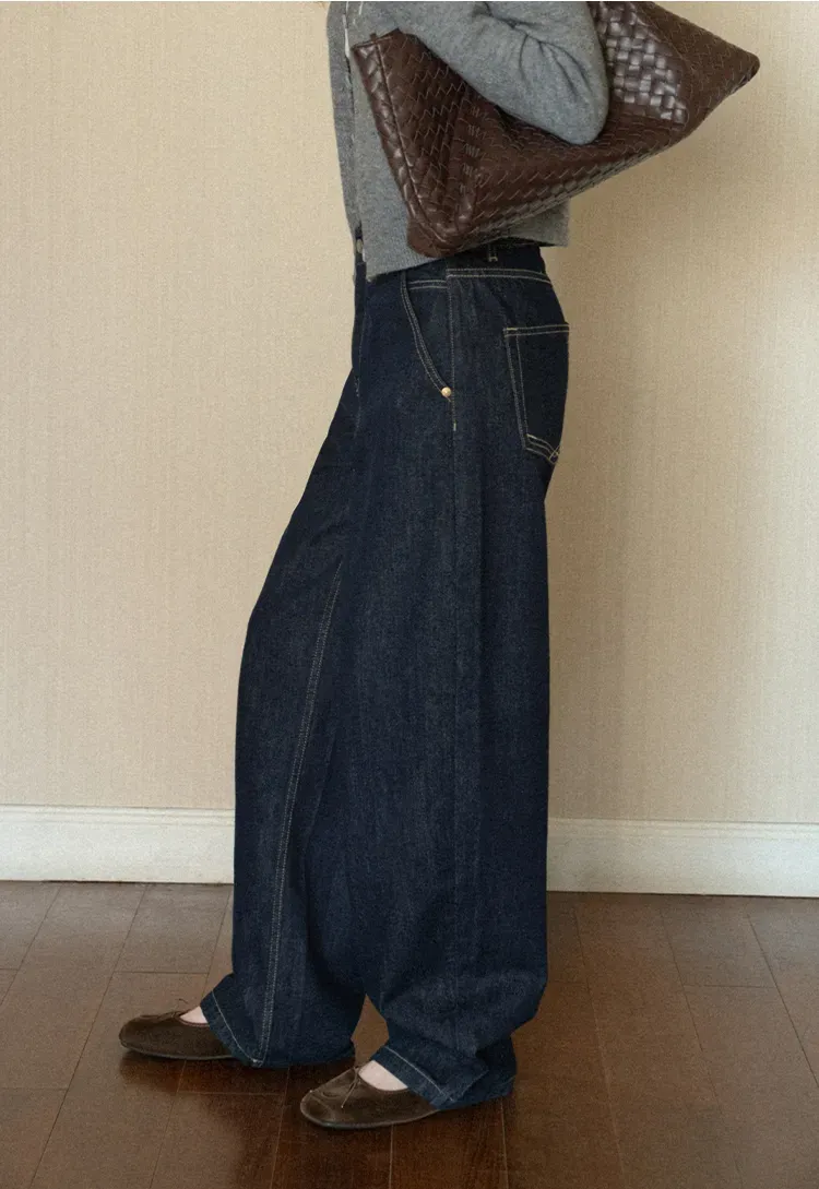 High Waist Wide Leg Denim Jeans