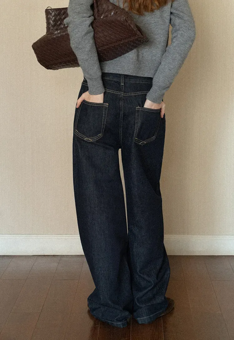 High Waist Wide Leg Denim Jeans
