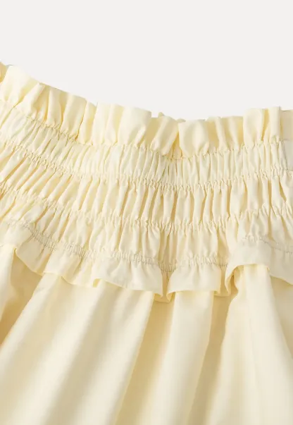 Checkered wide leg skirt with pleated waistband