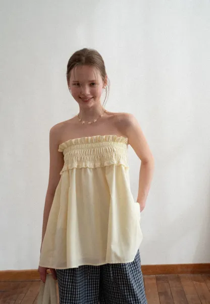 Checkered wide leg skirt with pleated waistband