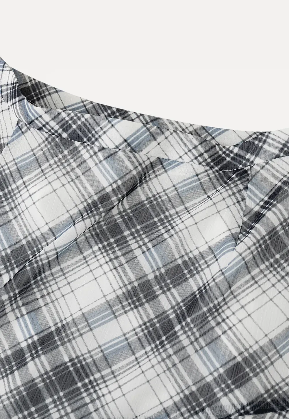 Plaid Skirt with Ruffled Hem and Asymmetrical Design