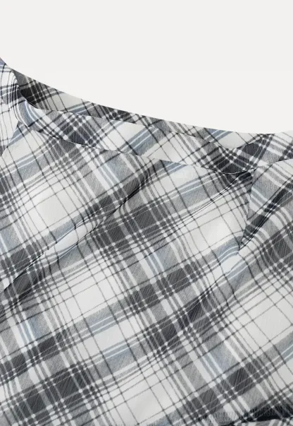 Plaid Skirt with Ruffled Hem and Asymmetrical Design