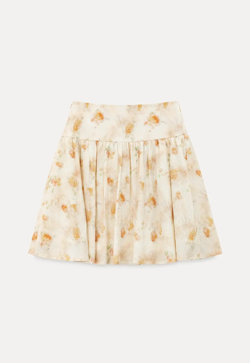 Floral Print Pleated Skirt with Asymmetrical Hem