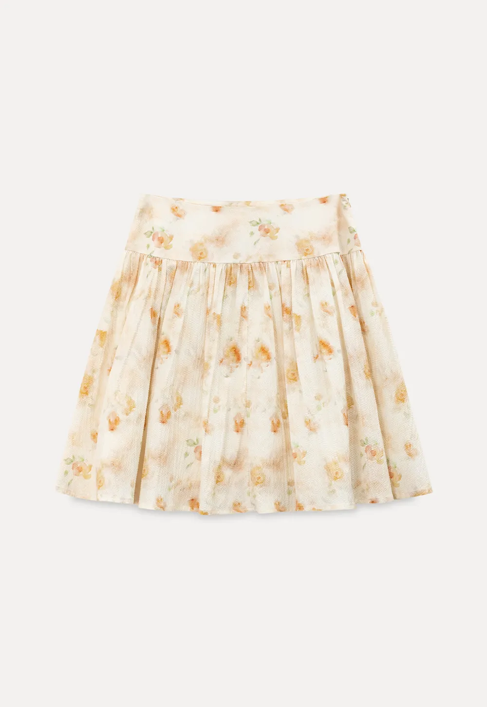 Floral Print Pleated Skirt with Asymmetrical Hem