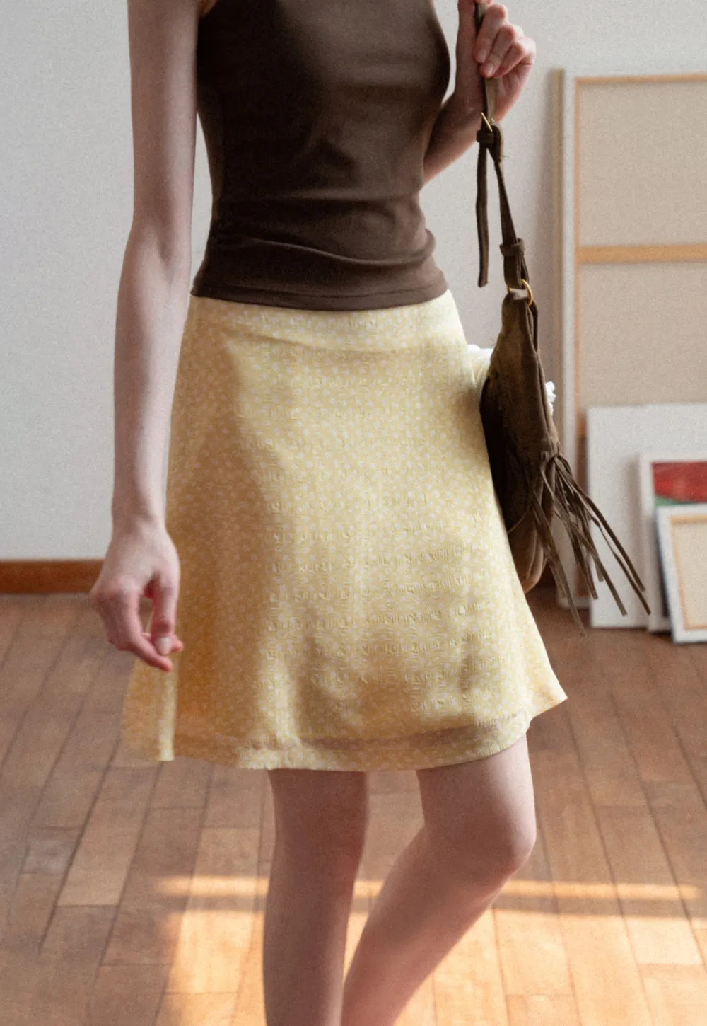 A-line skirt with subtle textured pattern