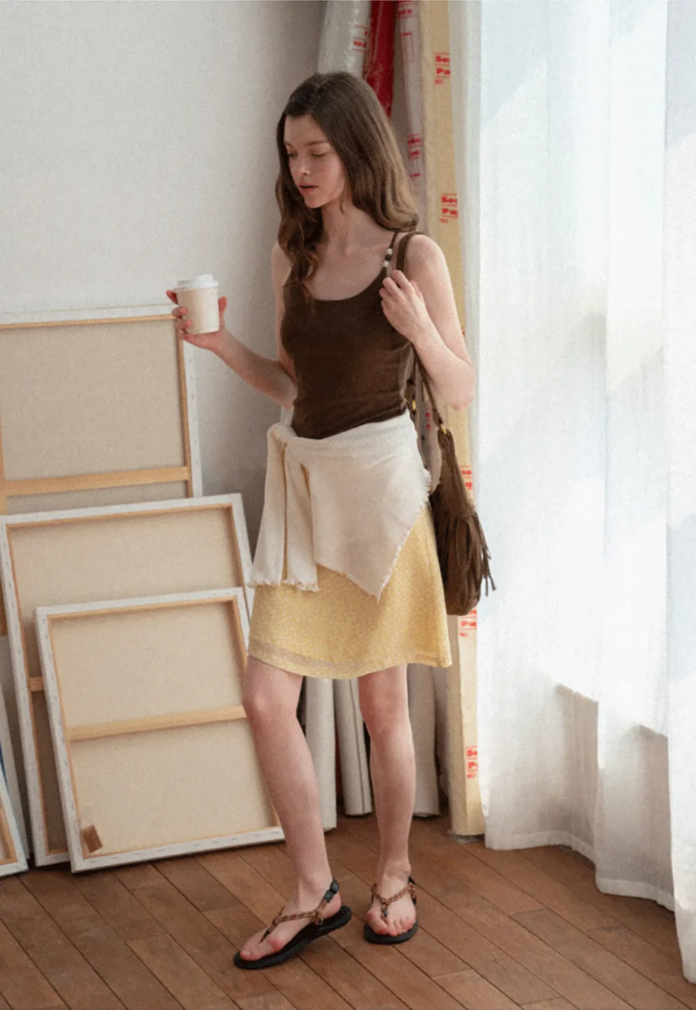 A-line skirt with subtle textured pattern