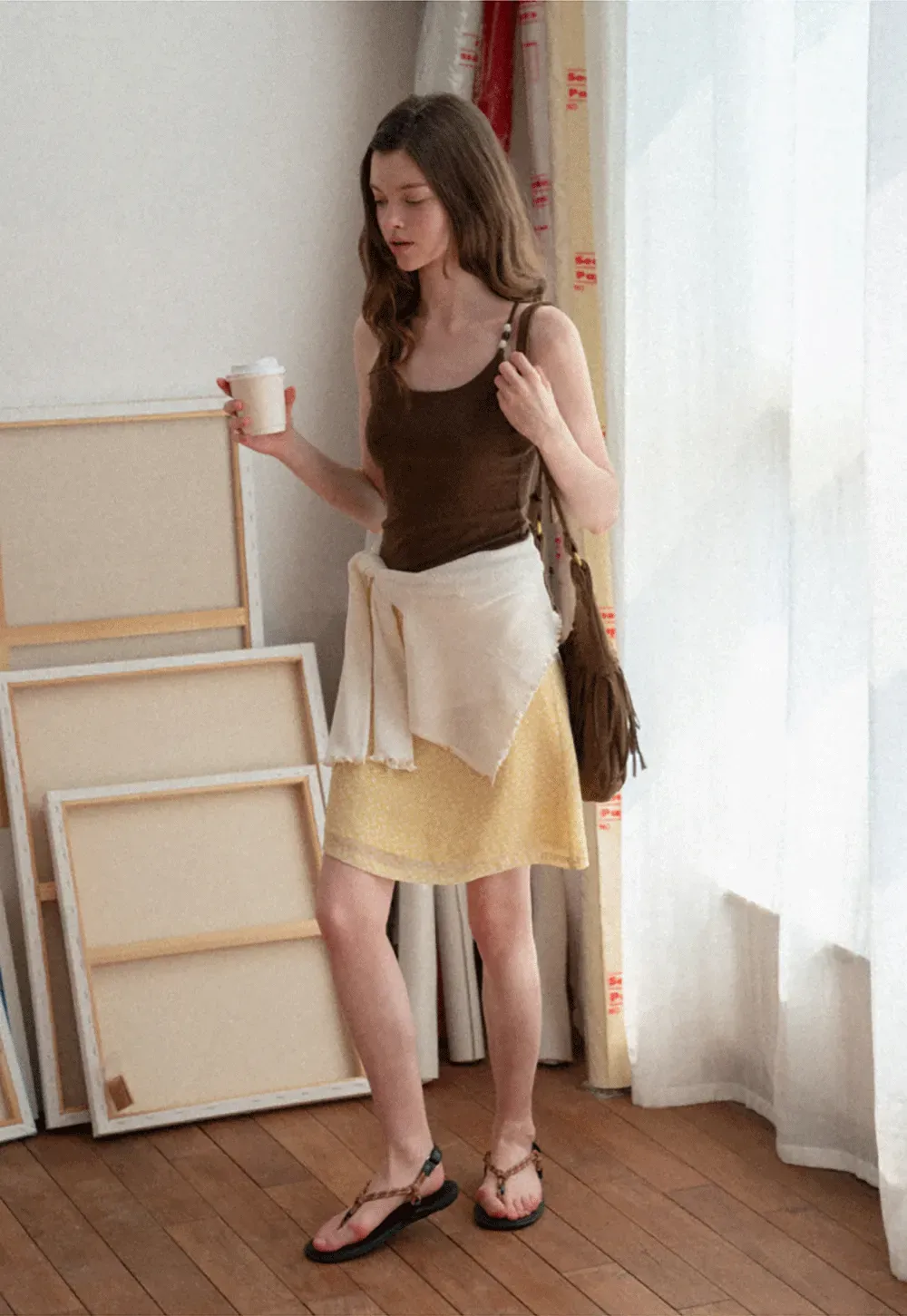 A-line skirt with subtle textured pattern