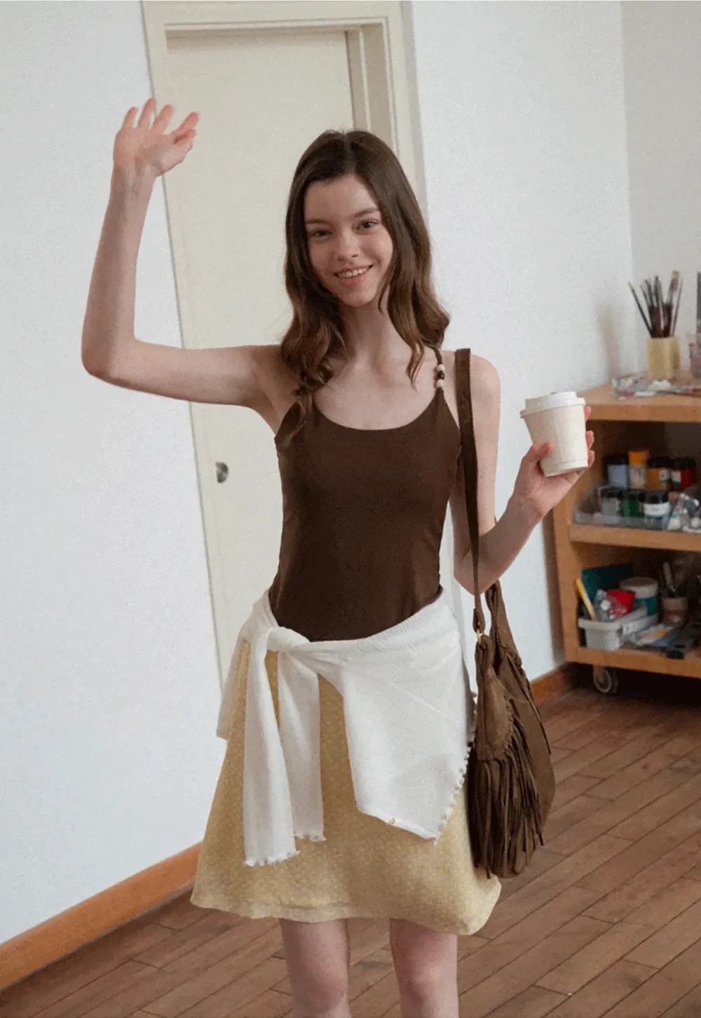 A-line skirt with subtle textured pattern