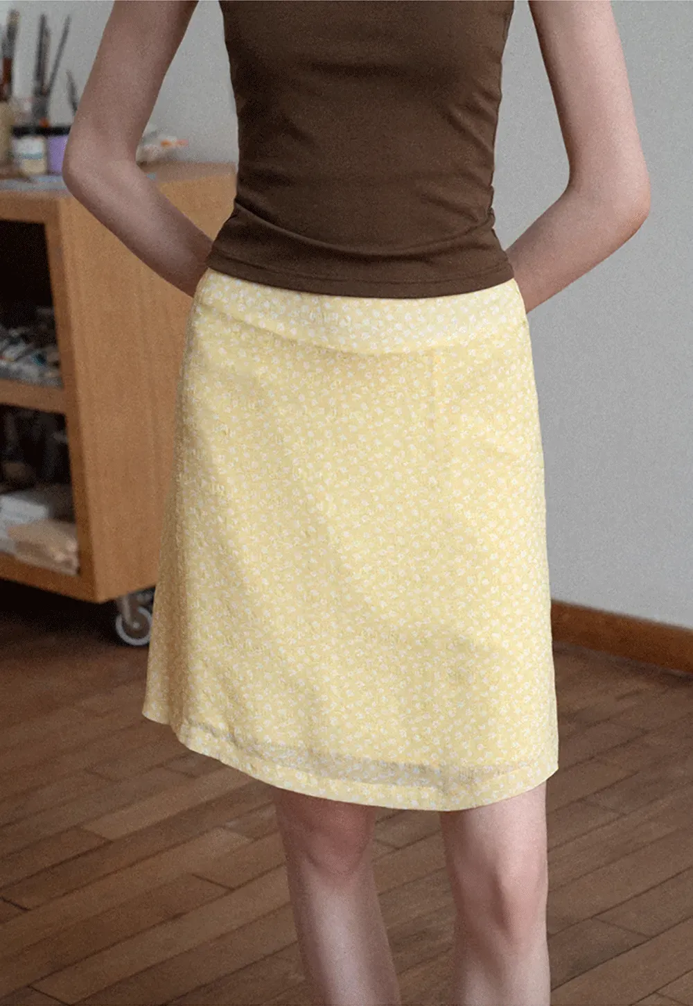 A-line skirt with subtle textured pattern